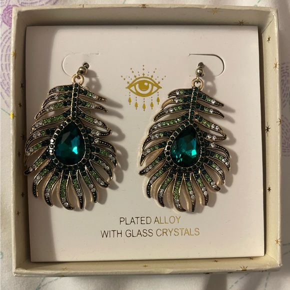 eye candy Jewelry Eye Candy Green Peacock Feather Earrings Poshmark